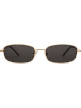 SOJOS Small Unisex Rectangle Sunglasses Retro 80s Y2k Chic Narrow Gold/Grey